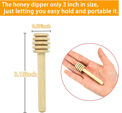 Wooden Honey Dipper Sticks, 3 Inch Honey Sticks Mini Honeycomb Sticks, Mini Honey Dipper Honey Stirrers for Honey Jar Dispense Drizzle Honey and Wedding Party Favors Gift