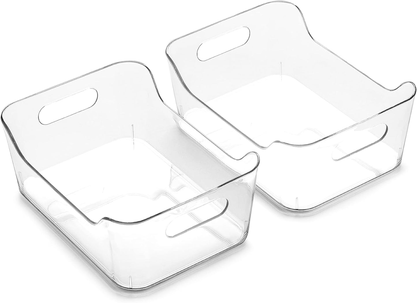 BINO | Plastic Storage Bins, Large - 2 Pack, Clear | THE SOHO COLLECTION | Pantry Organizers and Storage Containers | Fridge Organizer Bins | Kitchen Cabinet Organizer | Medicine Cabinet Bin