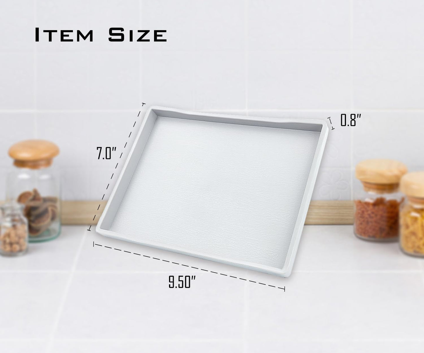 White Serving Tray (13.5 x 9.6 inch) for Serving Accessory, Elegant & Stackable Plastic Tray for Spa, Coffee, Drinks, Tea, Bar, Party, Seasoning, Perfume and Display Use.