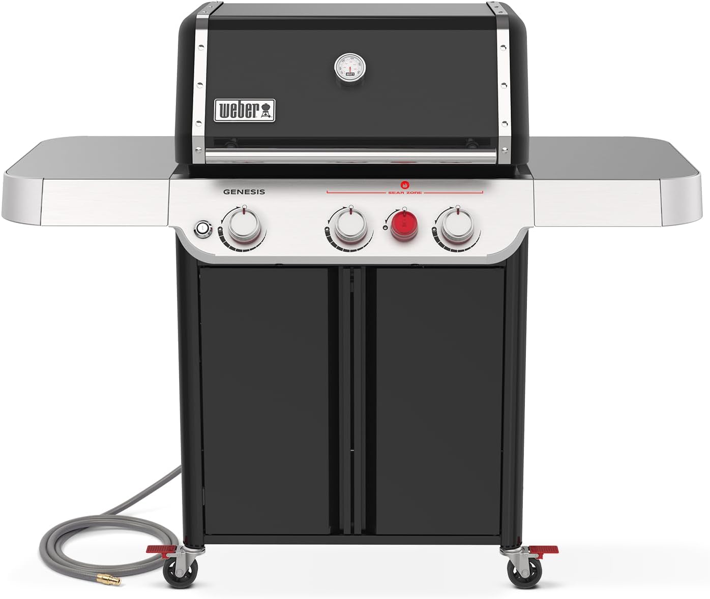 Weber Genesis E-325 Liquid Propane Gas Grill for Outdoor Cooking, 3 Burners, Black – Porcelain-Enameled, Cast-Iron Grates, PureBlu Burners & Sear Zone