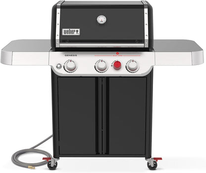 Weber Genesis E-325 Liquid Propane Gas Grill for Outdoor Cooking, 3 Burners, Black – Porcelain-Enameled, Cast-Iron Grates, PureBlu Burners & Sear Zone
