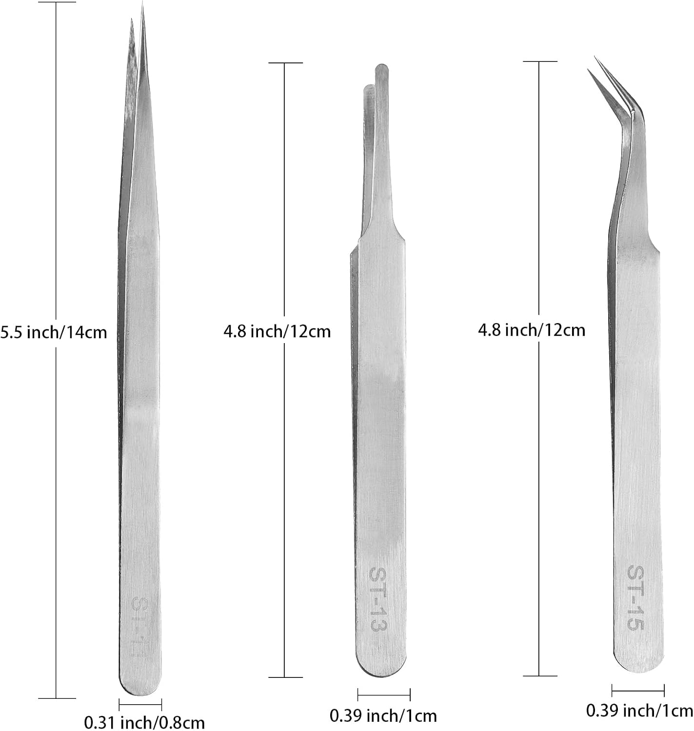 Precision Tweezers Set,Upgraded Stainless Steel of Craft Tweezers - Extra Fine,Angled,Blunt Tips for Electronics,Hobby, Industrial,Laboratory Work,Jewelry-Making,Model,Cooking