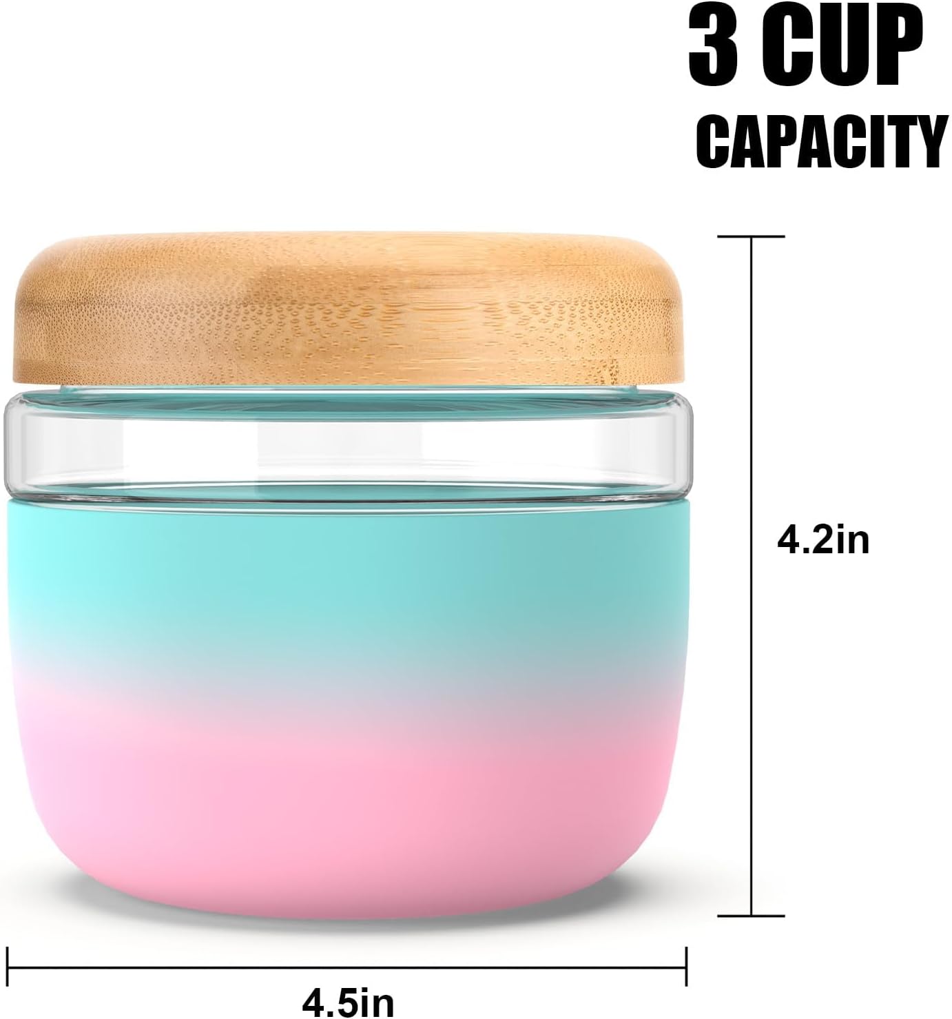 Tronco 24 oz Glass Food Storage Containers with Lids, Airtight, Leak & Spill Proof Glass Lunch Bowls for Meal Prep, Salad, Yogurt, Soup & Stew, Microwave & Dishwasher Safe, BPA-Free, Set of 1