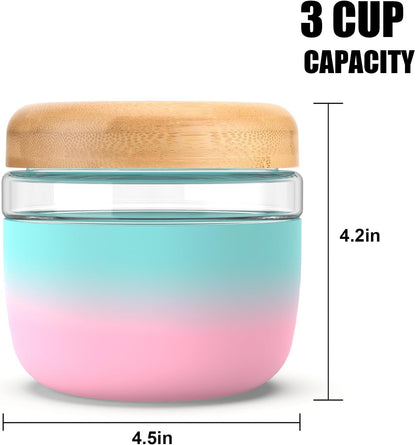 Tronco 24 oz Glass Food Storage Containers with Lids, Airtight, Leak & Spill Proof Glass Lunch Bowls for Meal Prep, Salad, Yogurt, Soup & Stew, Microwave & Dishwasher Safe, BPA-Free, Set of 1