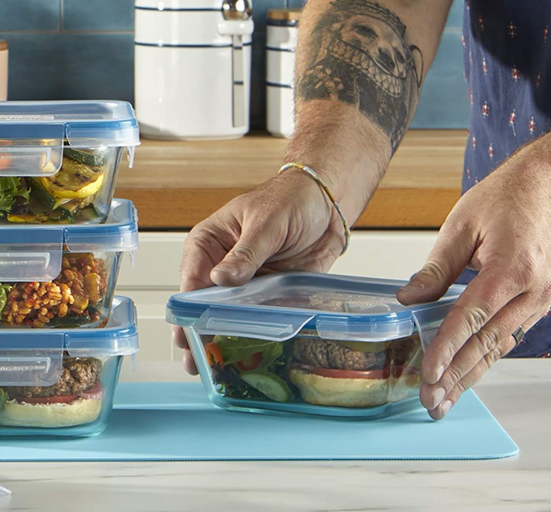 Snapware Glass Total Solutions (12-Pack) Food Storage Containers Set, (1, 2 & 4 Cup), Airtight & Leakproof Plastic Locking BPA-Free Lids, Freezer Dishwasher Microwave Safe