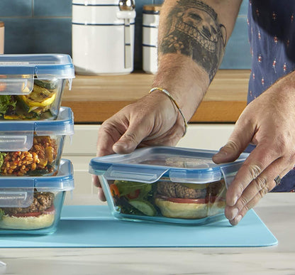 Snapware Glass Total Solutions (12-Pack) Food Storage Containers Set, (1, 2 & 4 Cup), Airtight & Leakproof Plastic Locking BPA-Free Lids, Freezer Dishwasher Microwave Safe