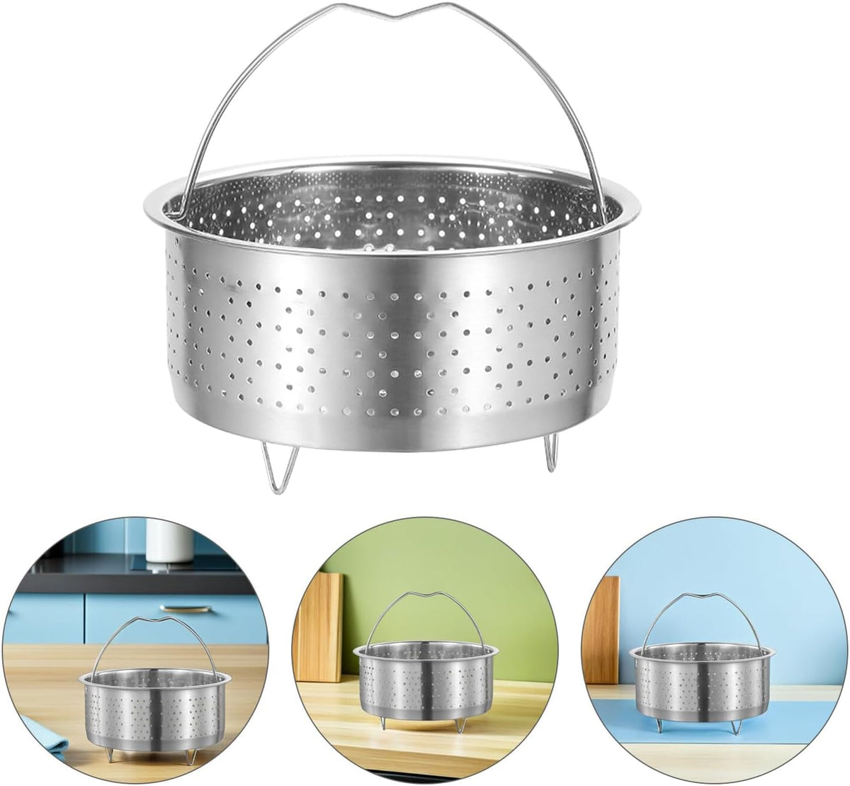 UPKOCH Mesh Strainer Steamer Basket Stainless Steel Vegetable Steamer Basket Steam Cooking Insert for Dumpling Steaming Basket with Handle for Veggie Fish Seafood Cooking, 20cm