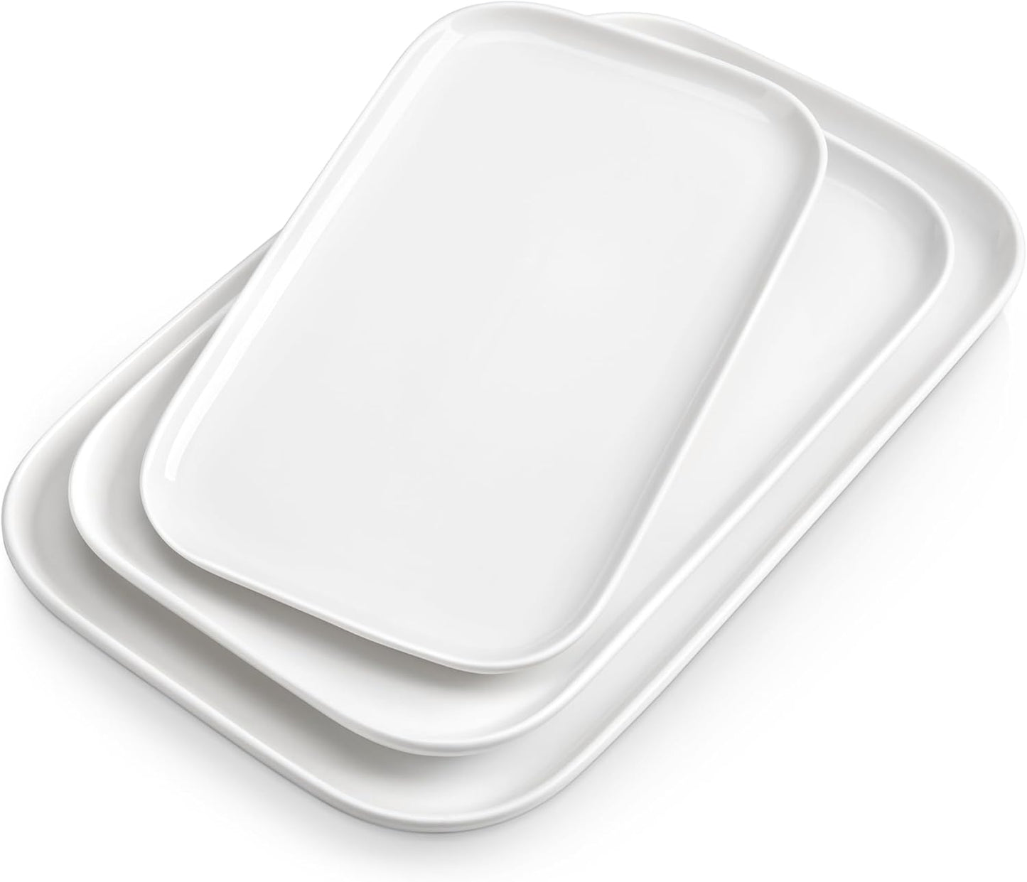 vancasso Stern Serving Platters Set of 3, 15/13/ 11 Inches Rectangular Serving Plates, Blue Serving Trays for Entertaining, Party