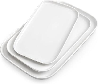 vancasso Stern Serving Platters Set of 3, 15/13/ 11 Inches Rectangular Serving Plates, Blue Serving Trays for Entertaining, Party