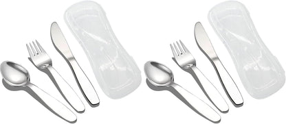 VANRA 2 Pieces Children Fork Spoon Set with Travel Case for Lunch Box, 18/8 Stainless Steel Kids Silverware Flatware Set Kids Utensil Set for School, 5.9in (Fork Spoon)