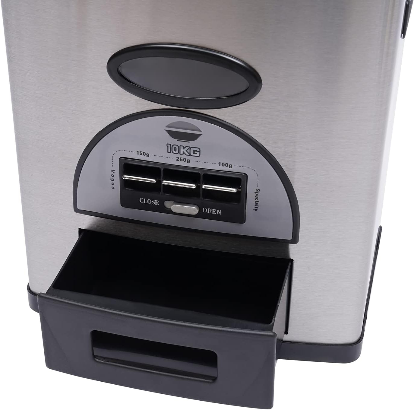Auto Rice Dispenser Container, Stainless Steel Rice Dispenser, 15kg/33lb Large Capacity Automatic Rice Storage Container Kitchen Rice Dispenser Countertop, Silver