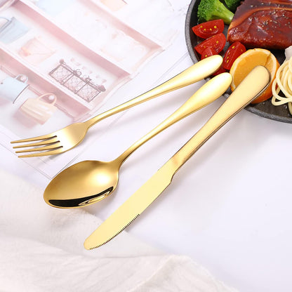 Portable Travel Utensils Set, 18/8 Stainless Steel 3 PCS Cutlery Set Including Knife Fork and Spoon, Reusable Travel Silverware Set with Case for Lunch Box Camping School Office