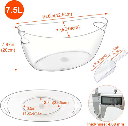 Ice Buckets for Parties 2 Packs,Portable Ice Bucket with Scoops, Thick Champagne Cooler,Drink Buckets for Cocktail Bar,Mimosa Bar Supplies,Beverage Tub Chiller for Wine,Beer (Clear, 5.5L)