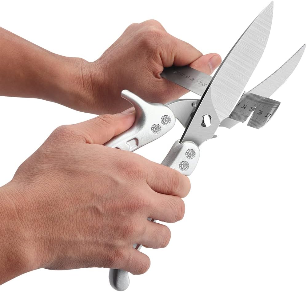 Multi-purpose Kitchen Shears Scissors, Heavy Duty Stainless Steel Scissors with Strong Straight Edge Snips (Silver)