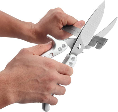 Multi-purpose Kitchen Shears Scissors, Heavy Duty Stainless Steel Scissors with Strong Straight Edge Snips (Silver)