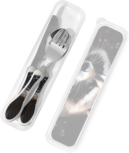 3-Piece Kids Silverware Set With Storage Case, Stainless Steel Reusable Children Safe Knife Spoon Fork Set Grim Reaper Children Flatware Set For Kids Lunch Box