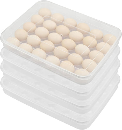4 Pack Deviled Egg Containers with Lid, Plastic Egg Storage Container Stackable Deviled Egg Carrier for 120 Eggs, Egg Organizer for Protect and Keep Fresh 13.6x10.2x2.2 Inch