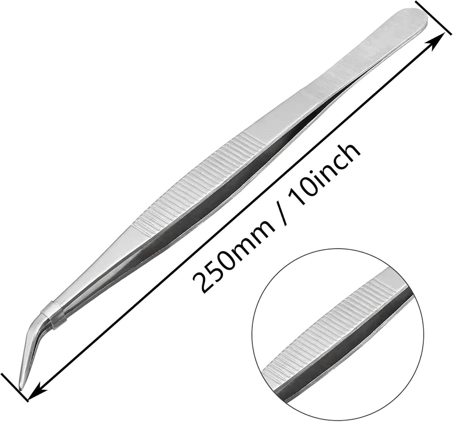 2-Pack 12-Inch BBQ Kitchen Tweezers Tongs, Extra-Long Stainless Steel Cooking Tweezers Dishwasher Safe for Grilling, Baking & Food Prep (12Inch BBQ Tongs)