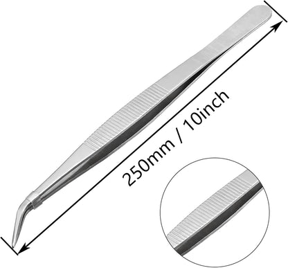 2-Pack 12-Inch BBQ Kitchen Tweezers Tongs, Extra-Long Stainless Steel Cooking Tweezers Dishwasher Safe for Grilling, Baking & Food Prep (12Inch BBQ Tongs)