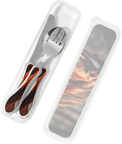 3-Piece Kids Silverware Set With Storage Case, Stainless Steel Reusable Children Safe Knife Spoon Fork Set Samurai Children Flatware Set For Kids Lunch Box
