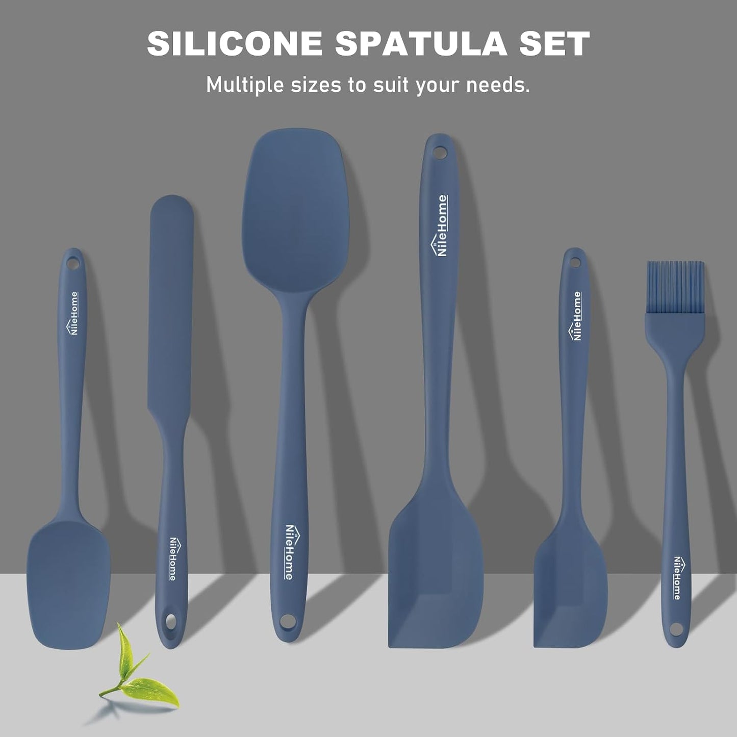 NileHome Silicone Spatula Set, 6 Pieces Food Grade Kitchen Utensils with Silicone Brush Heat Resistant Up to 600°F Dishwasher Safe BPA-Free Rubber Spatula for Scraping, Baking, Cooking, Mixing-Black
