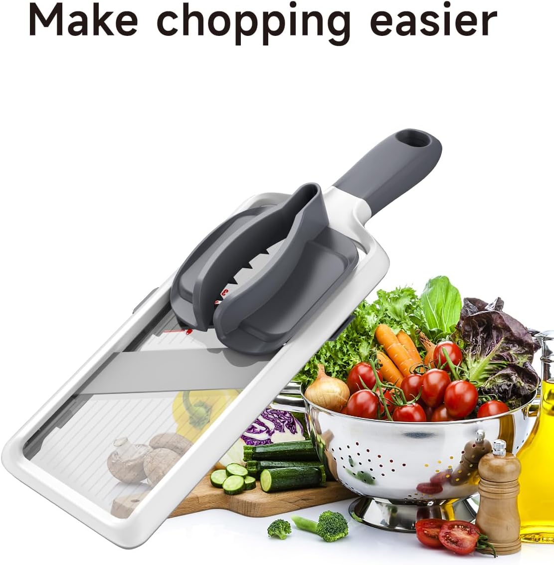 ZKIRON Safety Hand Guard for Mandoline Slicers – Ergonomic, Non-Slip Grip, Durable for Smooth and Safe Slicing of Fruits & Vegetables (Gray)