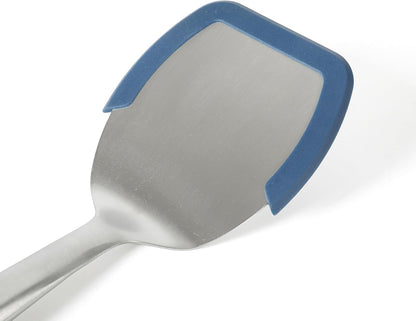 Calphalon Slotted Turner, Kitchen Flipping Spatula, Slotted Spatula, Stainless Steel Turner with Silicone Heat Resistance Handle, Nonstick-Safe Spatula for Draining and Flipping (Navy)