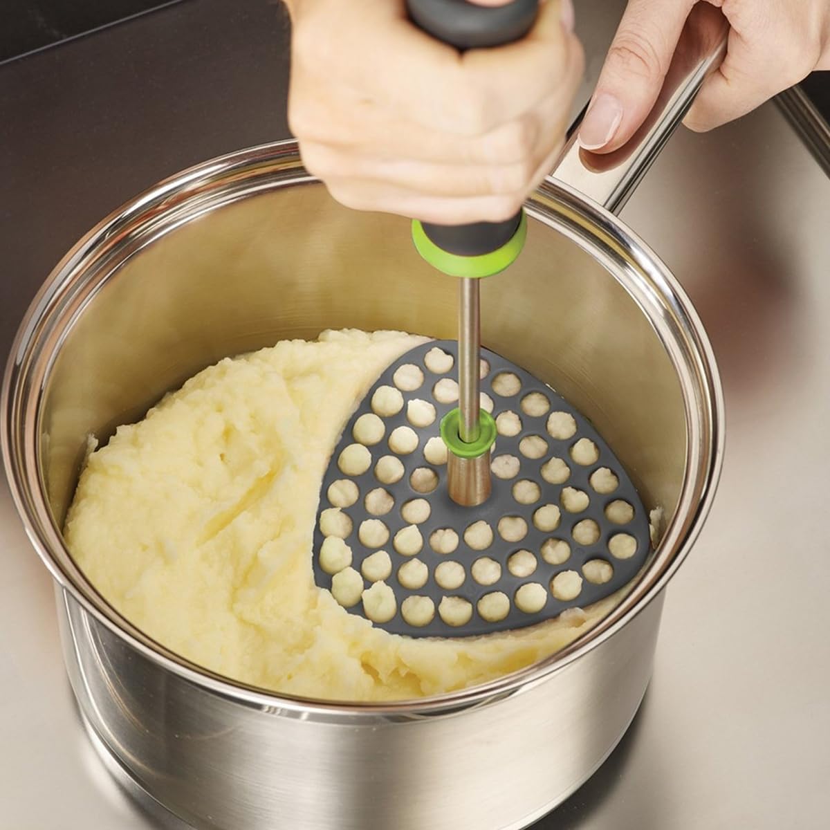 Joseph Joseph Delta Folding Nylon Head, Space Saving Potato Masher, Stores Flat