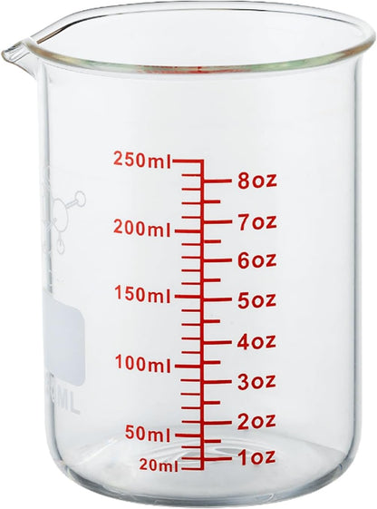 Ackers Mini Glass Measuring Beaker Set, Borosilicate, 2oz 4oz 8oz Measuring Cups