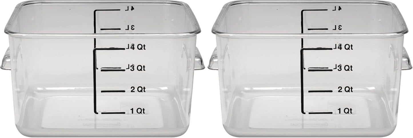 Rubbermaid Commercial Products Space Saving Square Food Storage Container 6 Quart Clear for Kitchen/Sous Vide/Meal Prep