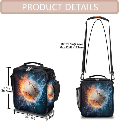 cfpolar Skull Skateboard Lunch Box for Boys Girls, Insulated Lunch Bags for Kids Reusable Mini Cooler Lunch Tote Lunchbox Thermal Meal Tote Kit with Shoulder Strap for Work School Picnic