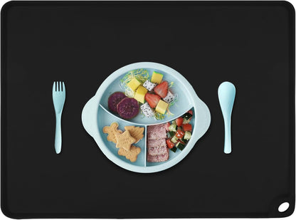 Extra Large Silicone Mat, 31.5x23.6 Inch Heat Resistant Mat for Kitchen Counter, Non Stick Silicone Baking Mat for Dough and Pastry, Thick Silicone placement Countertop Protector, Black countertop mat