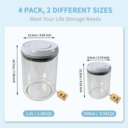 Airtight Pop Top Food Storage Container Sets with Lids 6Pcs Round Rectangle Pop Containers for Kitchen Pantry Organization BPA-Free Stackable Kitchen Storage for Cereal Flour Sugar 0.6qt *4, 3.6qt *2