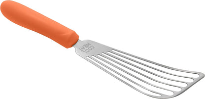 Winco 6 3/4" x 3 1/4" Orange High Heat Fish Spatula, Nylon Handle