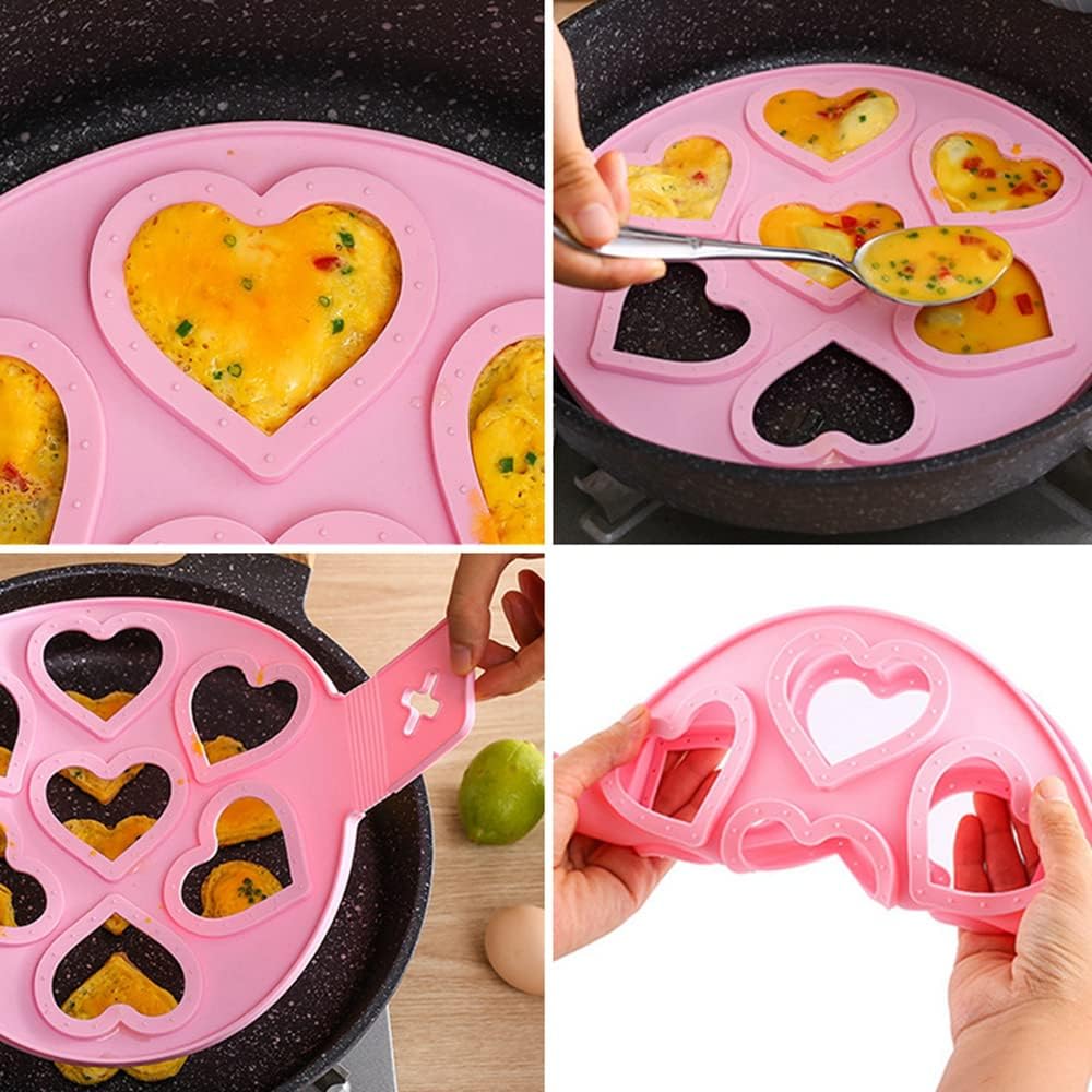Nonstick Pancake Molds Ring Silicone Fried Egg Mould Reusable Pancake Maker Egg Ring Kitchen Cooking Baking Tools (Round Shape)