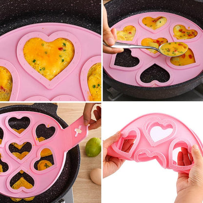 Nonstick Pancake Molds Ring Silicone Fried Egg Mould Reusable Pancake Maker Egg Ring Kitchen Cooking Baking Tools (Round Shape)