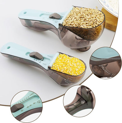 Adjustable Measuring Spoons, Push-Pull Design Baking Measuring Spoon, Kitchen Spoon with Magnetic Base & Hanging Hole, Precise Measurement for Dry Liquid Ingredients