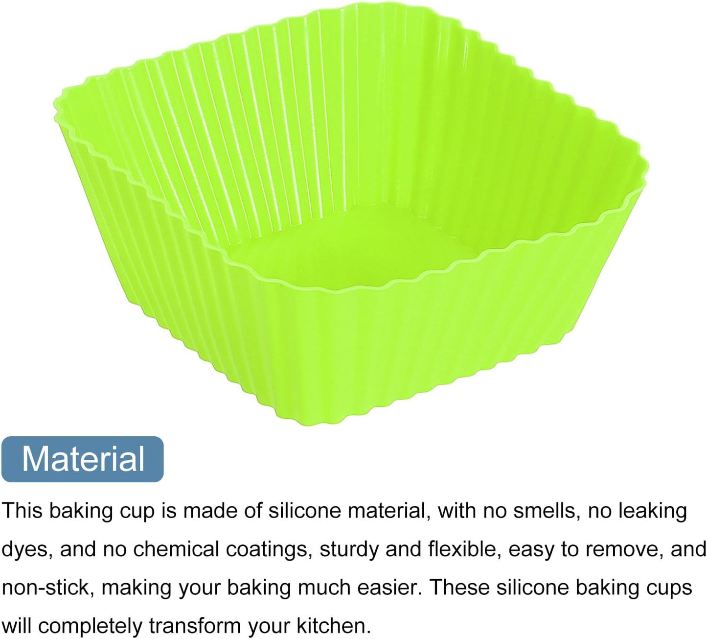uxcell 18Pcs Silicone Cupcake Baking Cups, Silicone Muffins Liners Non-Stick Square Baking Cups, for Cooking Eggs Baking Muffins and Make a Cake(Pink)