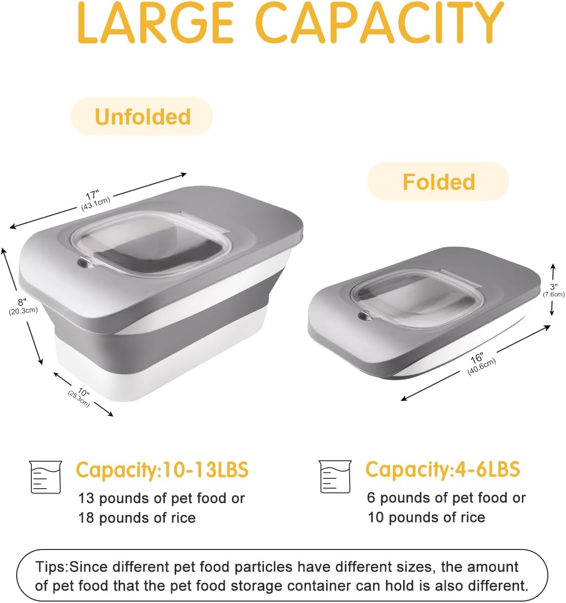 HOYTAMDAR 35lbs Dog Food Storage Container, Collapsible Dog Food Container, Wheels, Handle, Airtight Pet Food Storage Container, Scoop, 2L Small Dry Food Pail For Dog Cat Bird Food