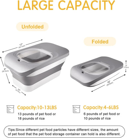 HOYTAMDAR 35lbs Dog Food Storage Container, Collapsible Dog Food Container, Wheels, Handle, Airtight Pet Food Storage Container, Scoop, 2L Small Dry Food Pail For Dog Cat Bird Food