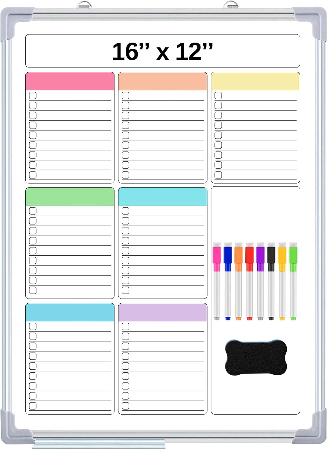 Lincia Magnetic to Do List Whiteboard for Wall 24" x 18" Large Weekly Dry Erase Board, Hanging Double-Side White Board Calendar for Planning Drawing Memo Home Kitchen Office(White)