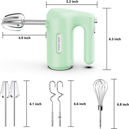 5-Speed Small Hand Mixer Electric, 300W Compact Portable, Black