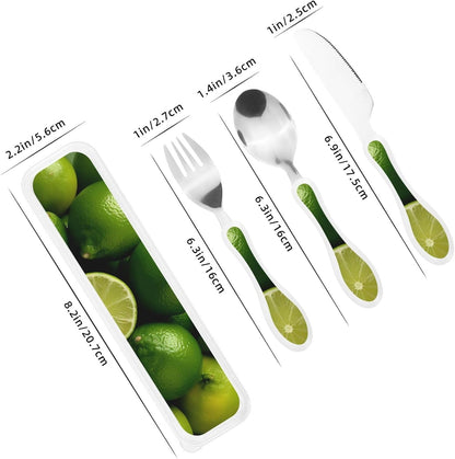 3-Piece Kids Silverware Set With Storage Case, Stainless Steel Reusable Children Safe Knife Spoon Fork Set Blue Active Girl Running Sunset Children Flatware Set For Kids Lunch Box - Colors A