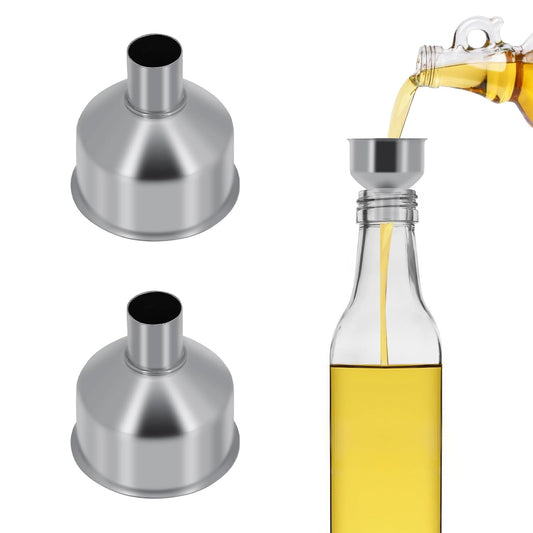 Stainless Steel Small Funnel for Flask Small Funnels for Drinking Liquor Flask,Oil Bottle,Perfume Bottle,Amber Bottle, Spices Liquids Universal Mini Funnel Fit for 2/3" Spout (2)