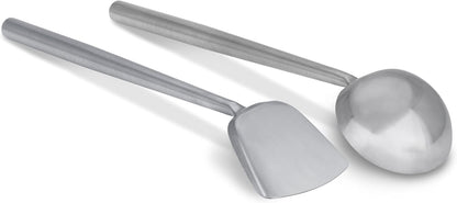 Craft Wok s/s Ladle and Spatula (Turner) Stainless Set with Stainless Handles for Asian Chinese Woks Traditional / 732W326