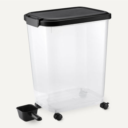 Amazon Basics Pet Food Storage Container with Rolling Wheels, BPA-Free, Detachable Scoop, 50lbs Capacity