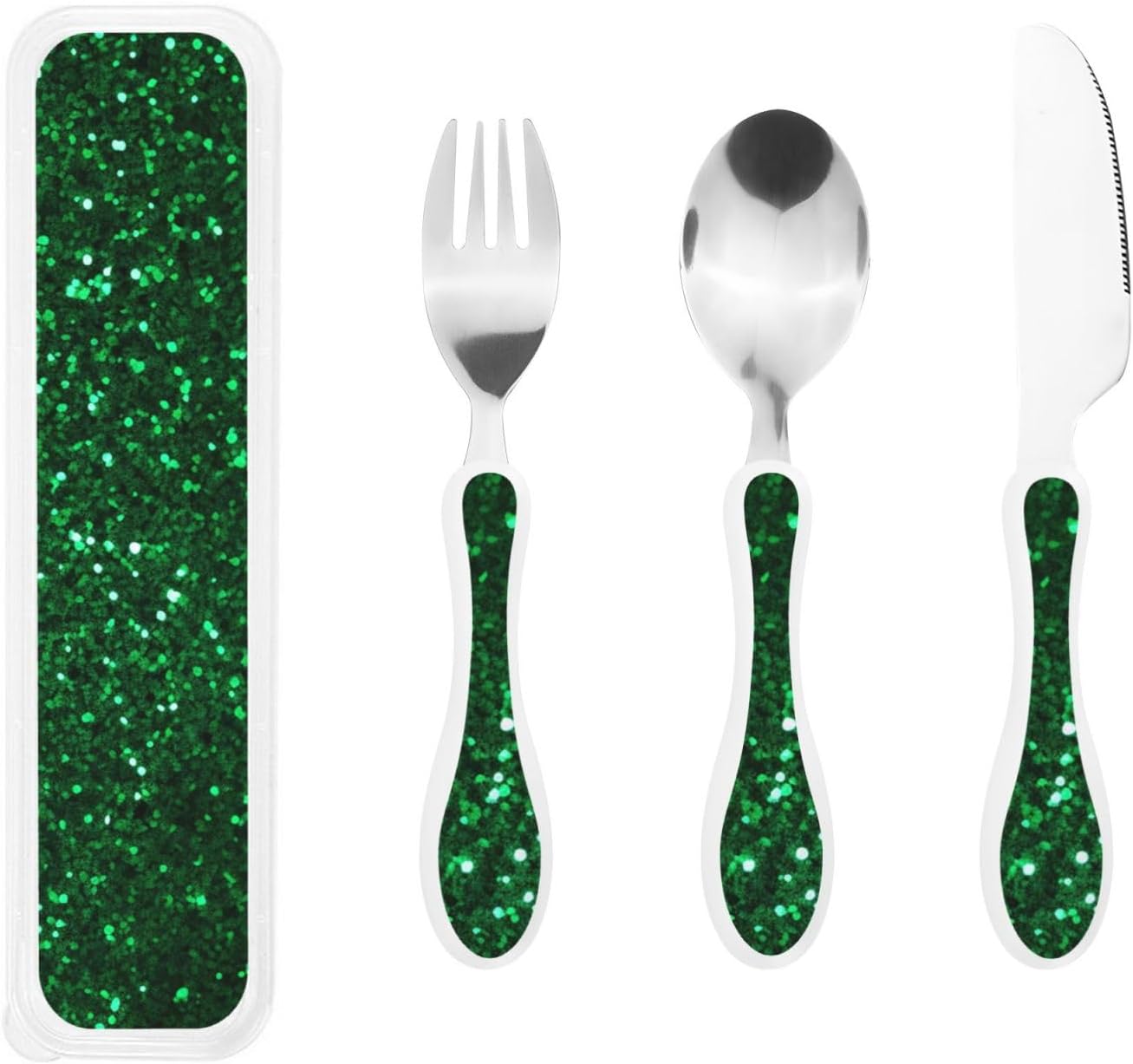 3-Piece Kids Silverware Set With Storage Case, Stainless Steel Reusable Children Safe Knife Spoon Fork Set Black White Stripes Red Rose Flowers Children Flatware Set For Kids Lunch Box