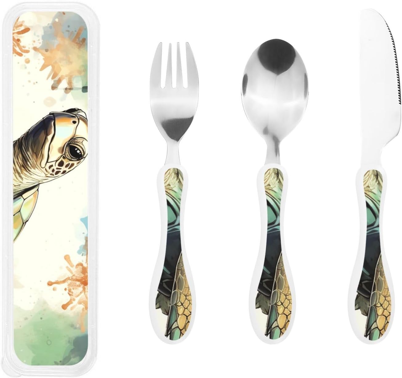 3-Piece Kids Silverware Set With Storage Case, Stainless Steel Reusable Children Safe Knife Spoon Fork Set Animal Cartoon Owls Cute Children Flatware Set For Kids Lunch Box