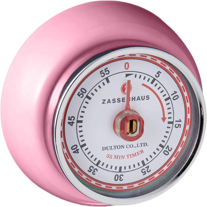 Zassenhaus Magnetic Retro Kitchen Timer, Classic Mechanical Cooking Timer (Yellow)