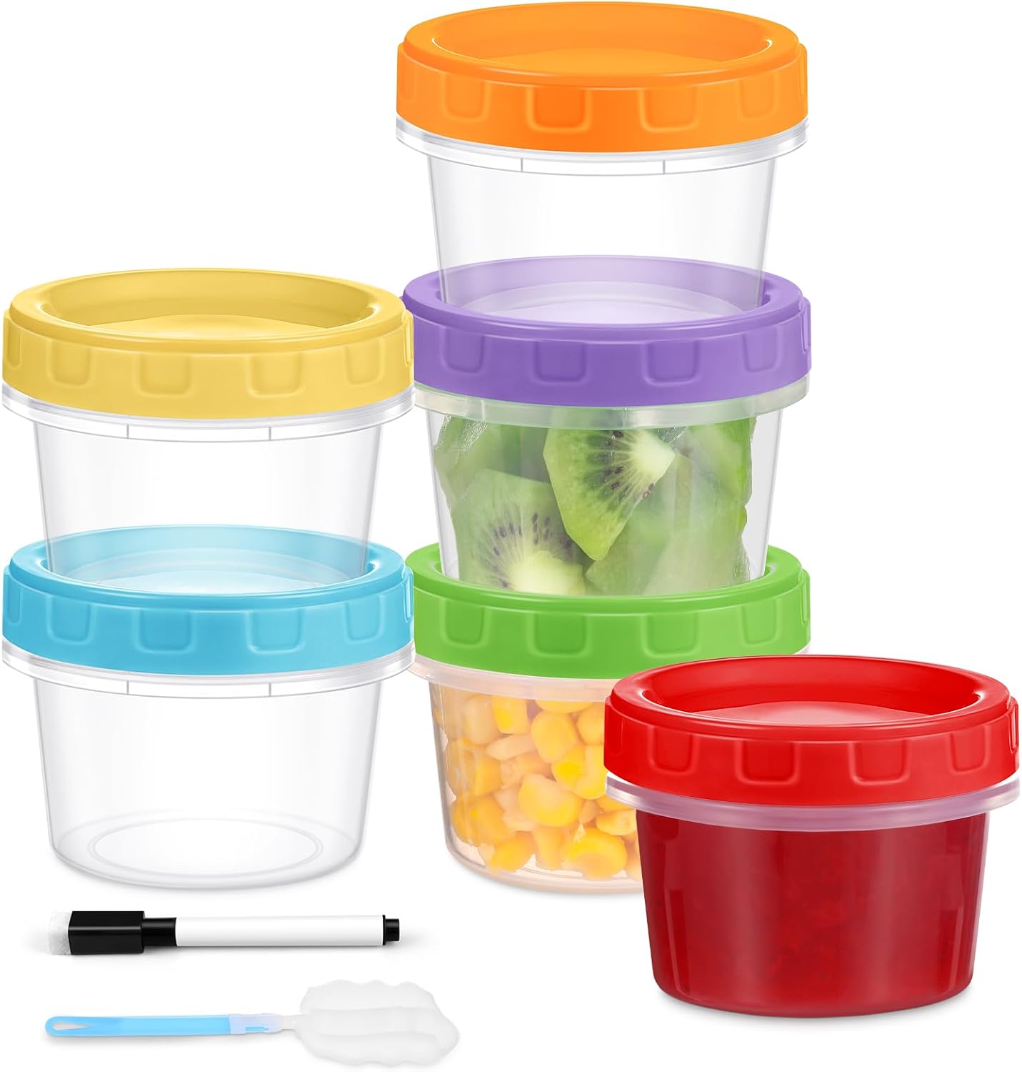 10 oz Plastic Containers with Lids, 12 Pack Stackable Small Freezer Container, Reusable Clear Food Storage Meal Prep Containers for Snack Fruit, Microwave & Dishwasher Safe